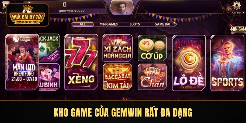 Kho game của GEMWIN đẳng cấp và siêu đa dạng